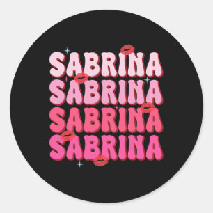 Sticker Rond Vintage Sabrina Nom personnalisé I Love Sabrina G