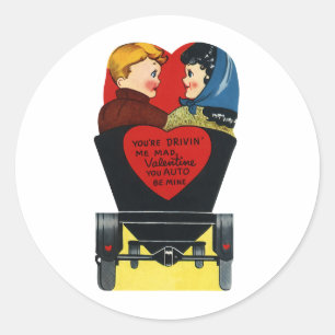 Sticker Rond Vintage Saint Valentin, Amour et Romance