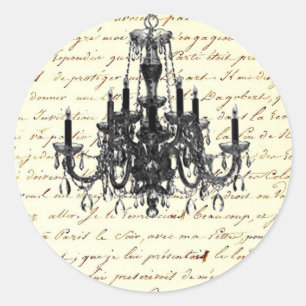 Sticker Rond vintage scripts paris chandelier mariage