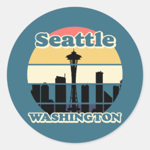 Sticker Rond Vintage Seattle Washington