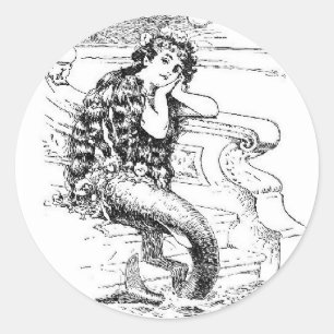 Sticker Rond Vintage Sirène Daydreaming
