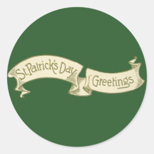Sticker Rond Vintage St. Patrick's Day Salutations Bannière d'o