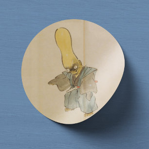 Sticker Rond Vintage Tall Headed Yokai Swordsman
