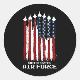 Sticker Rond Vintage US Air Force vétérans Usa American Flag 4t