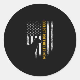 Sticker Rond Vintage USA American Flag Coolest Rottweeter Mom