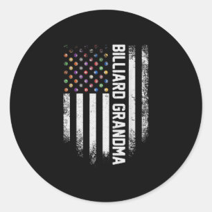 Sticker Rond Vintage USA American Flag Pool Billiard Grandma