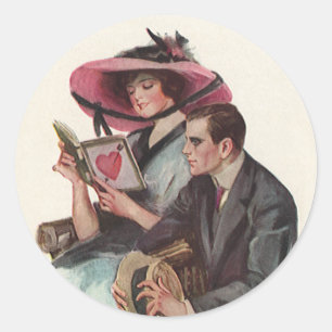 Sticker Rond Vintage Victorien Saint Valentin Amour et Romance