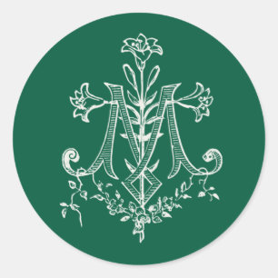 Sticker Rond Vintage Vierge Marie Croix mariale