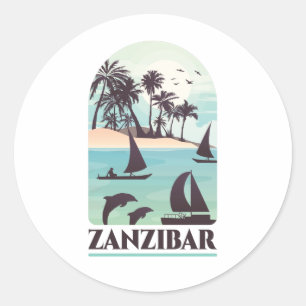 Sticker Rond Vintage voyage rétro de Zanzibar Afrique