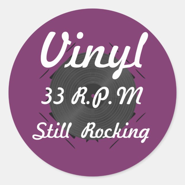 Sticker Rond Vinyl 33 tr/min Toujours Rognant 3 violet/blanc (Devant)