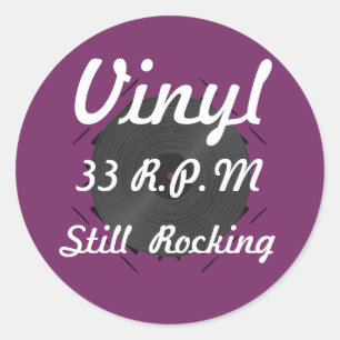 Sticker Rond Vinyl 33 tr/min Toujours Rognant 3 violet/blanc