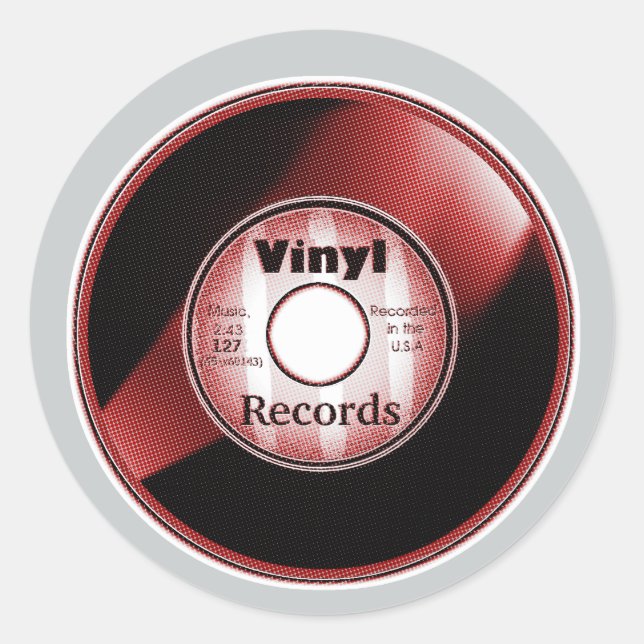 Sticker Rond VINYL 45 RPM record, Red/White (Devant)