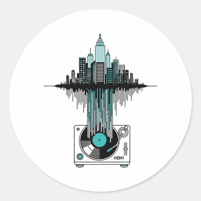 Sticker Rond Vinyl City Soundwave | Lecteur d'enregistrement mi (Devant)