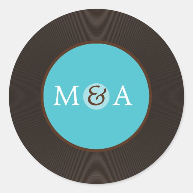 Sticker Rond Vinyl Record mariage personnalisé (Devant)