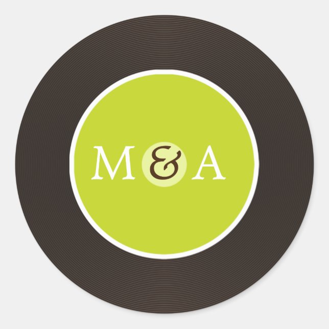 Sticker Rond Vinyl Record mariage personnalisé (Devant)
