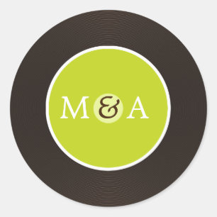 Sticker Rond Vinyl Record mariage personnalisé
