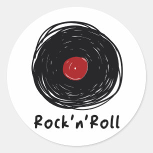Sticker Rond Vinyl Records Lover Collector Rock n Roll