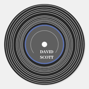 Sticker Rond Vinyle Lp noir personnalisé