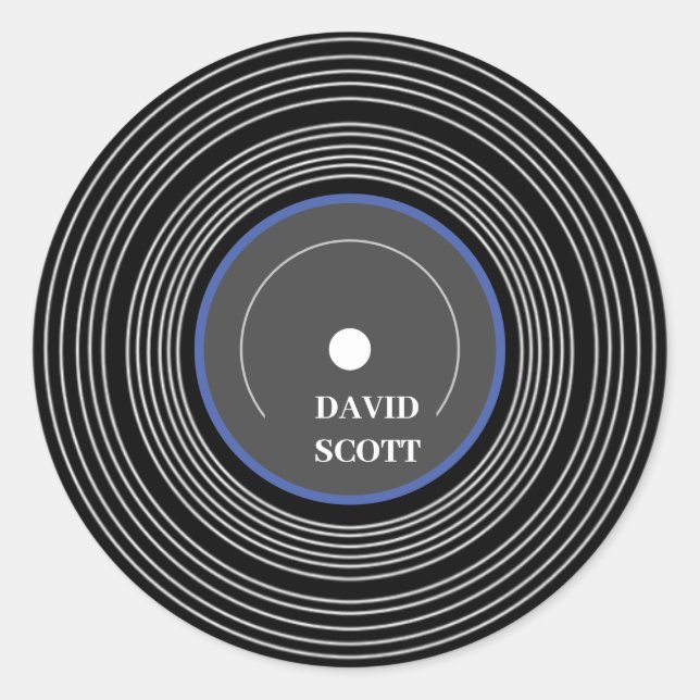 Sticker Rond Vinyle Lp noir personnalisé (Devant)