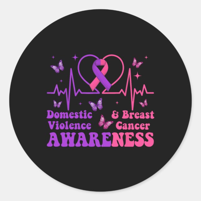 Sticker Rond Violence familiale &amp; Sensibilisation au cancer (Devant)