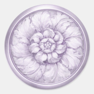 Sticker Rond Violet aspect baroque relief 12