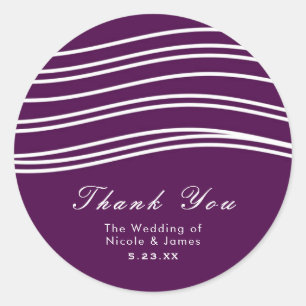 Sticker Rond Violet de vin prune & vague chic moderne mariage