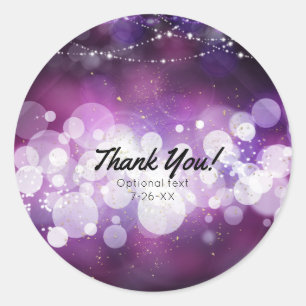Sticker Rond Violet étincelle Lumière Glam Anniversaire Fête Fa