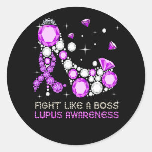Sticker Rond Violet Guerrier Combattre Lupus Comme Un Patron