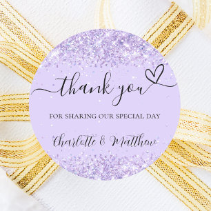 Sticker Rond Violet lavande confetti merci mariage