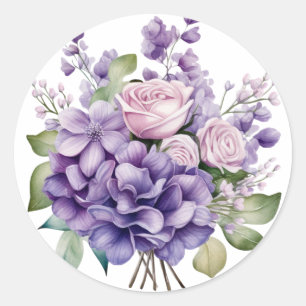 Sticker Rond Violet Peony Et Mariage Rose