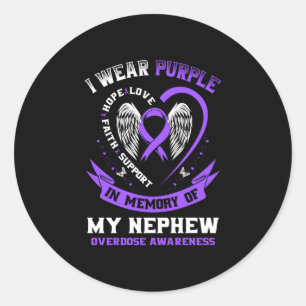 Sticker Rond Violet pour hommes en mémoire du neveu surdosé aux