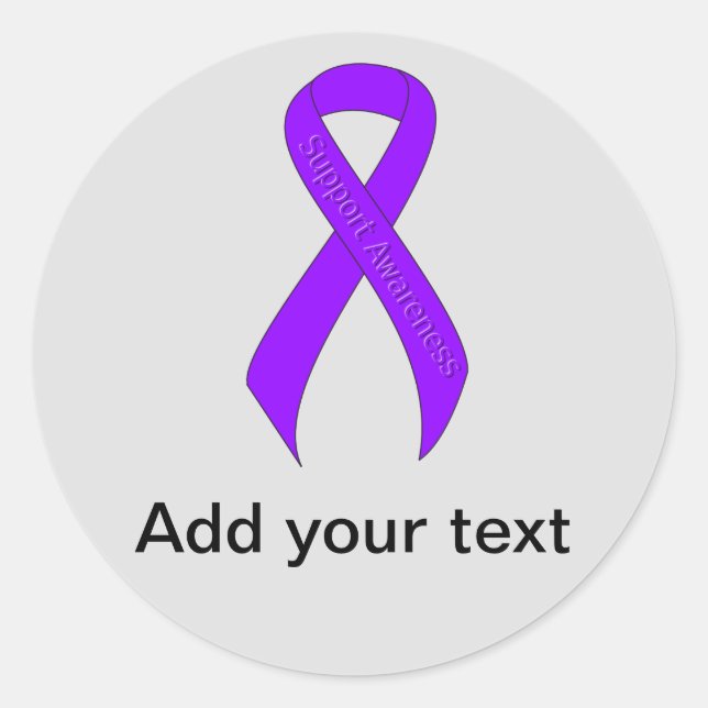 Sticker Rond Violet Ribbon Support Sensibilisation, lymphome Ho (Devant)