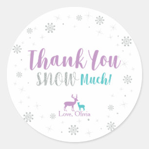 Sticker Rond Violet, Turquoise et argent : Merci de fête d'hive