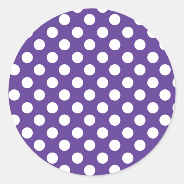Sticker Rond Violet violet et Pois blancs fête d'anniversaire (Devant)