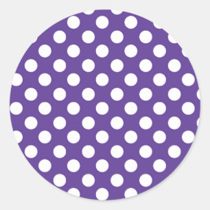 Sticker Rond Violet violet et Pois blancs fête d'anniversaire