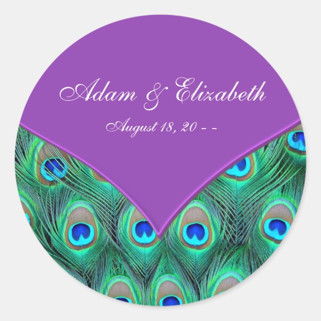 Sticker Rond Violet violet Mariage Peacock (Devant)