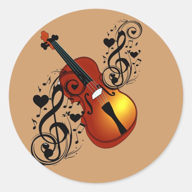 Sticker Rond Violin, Lover at Heart_ (Devant)