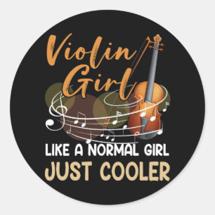 Sticker Rond Violon Chaîne Instrument Violon Fille Comme Une No