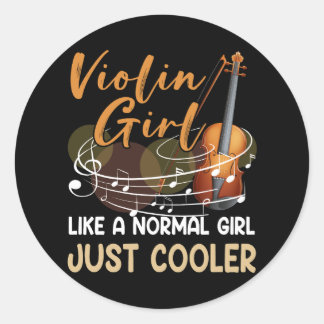 Sticker Rond Violon Chaîne Instrument Violon Fille Comme Une No