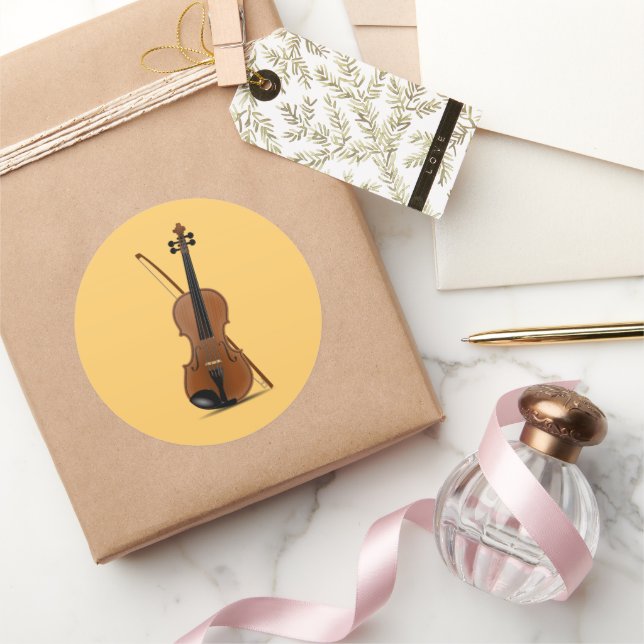 Sticker Rond Violon et Bow (Cadeaux)
