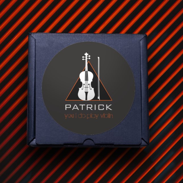 Sticker Rond Violon minimaliste triangle noir Modest violoniste (Créateur téléchargé)