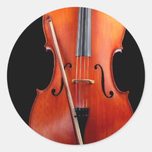 Sticker Rond Violoncelle classique sur le noir