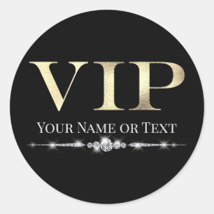 Sticker Rond VIP Or Glamour sur Fond Noir