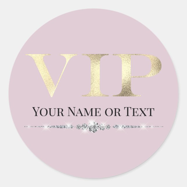 Sticker Rond VIP or glamour sur rose (Devant)