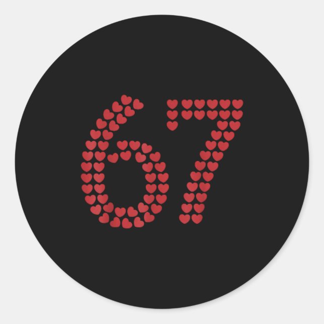 Sticker Rond Viral Six Seven Love 67 Hearts Valentine's Day Cli (Devant)