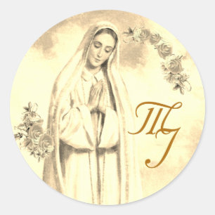 Sticker Rond Virgin Mary Wedding Favor Tags