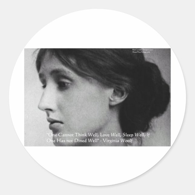Sticker Rond Virginia Woolf Diner/Love Well Love Citations Cade (Devant)