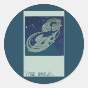 Sticker Rond Virgo Constellation Astrologie Zodiaque Vintage