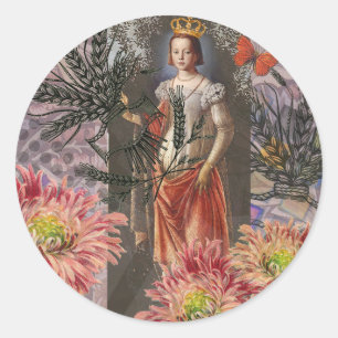Sticker Rond Virgo Femme Astrologie Whimsical Portrait
