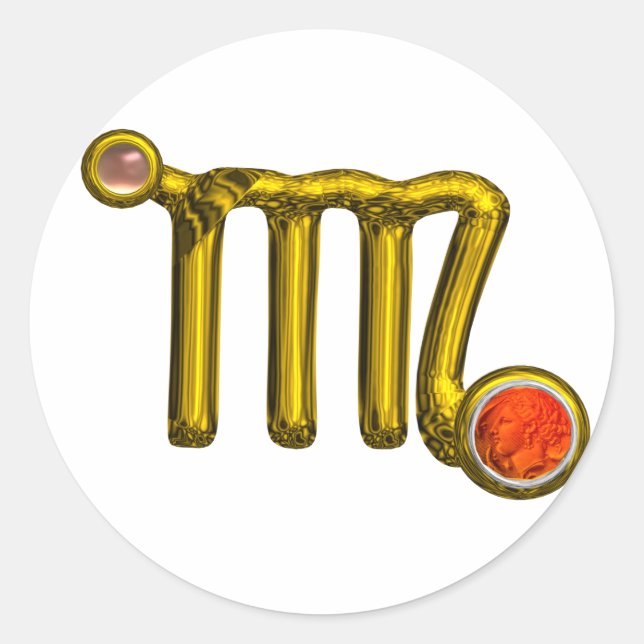 STICKER ROND VIRGO / GOLD ORANGE AGATE ZODIAC SIGNE JEWEL (Devant)